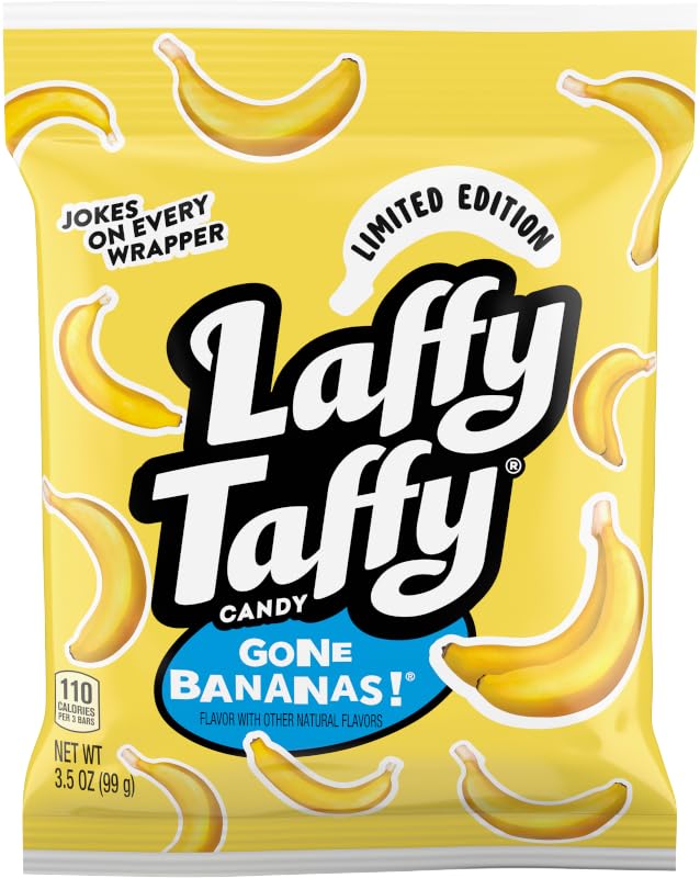 Laffy Taffy Mini Bar Bag, Banana, Chewy Taffy Candy, 3.5 oz