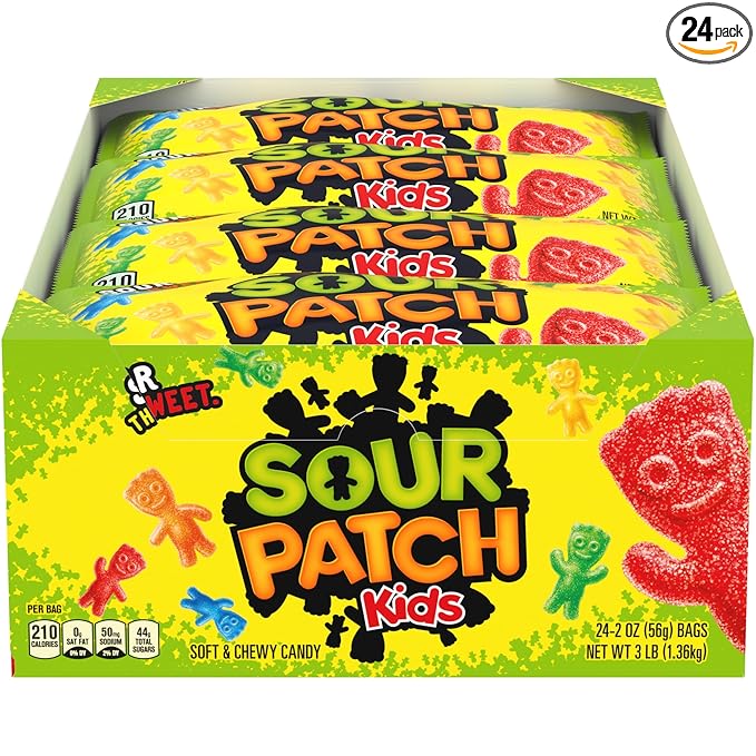 SOUR PATCH KIDS Soft & Chewy Candy, Bulk Candy, 24 - 2 oz Bags