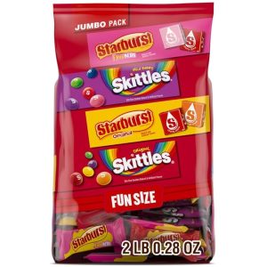 Wrigley's Assorted Candy Variety Pack, SKITTLES Original, SKITTLES Wild Berry & STARBURST Original and STARBURST FaveReds Fun Size Chewy Candy, 32.28 Oz Jumbo Pack, Bulk Bag